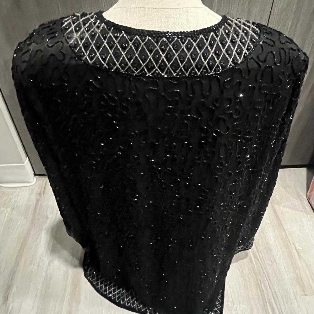 Black Beaded Open Front Jacket.  Christian Dior - Picture 4 of 9